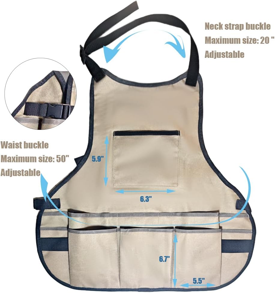 Garden Apron Woodworking Apron adjustable Men&Women,Gardening Apron with 14 Tool Pockets,carpenters waterproofing apron adjust with buckle,plant tree apron,Tools Apron Storage pocket Size M to XXL