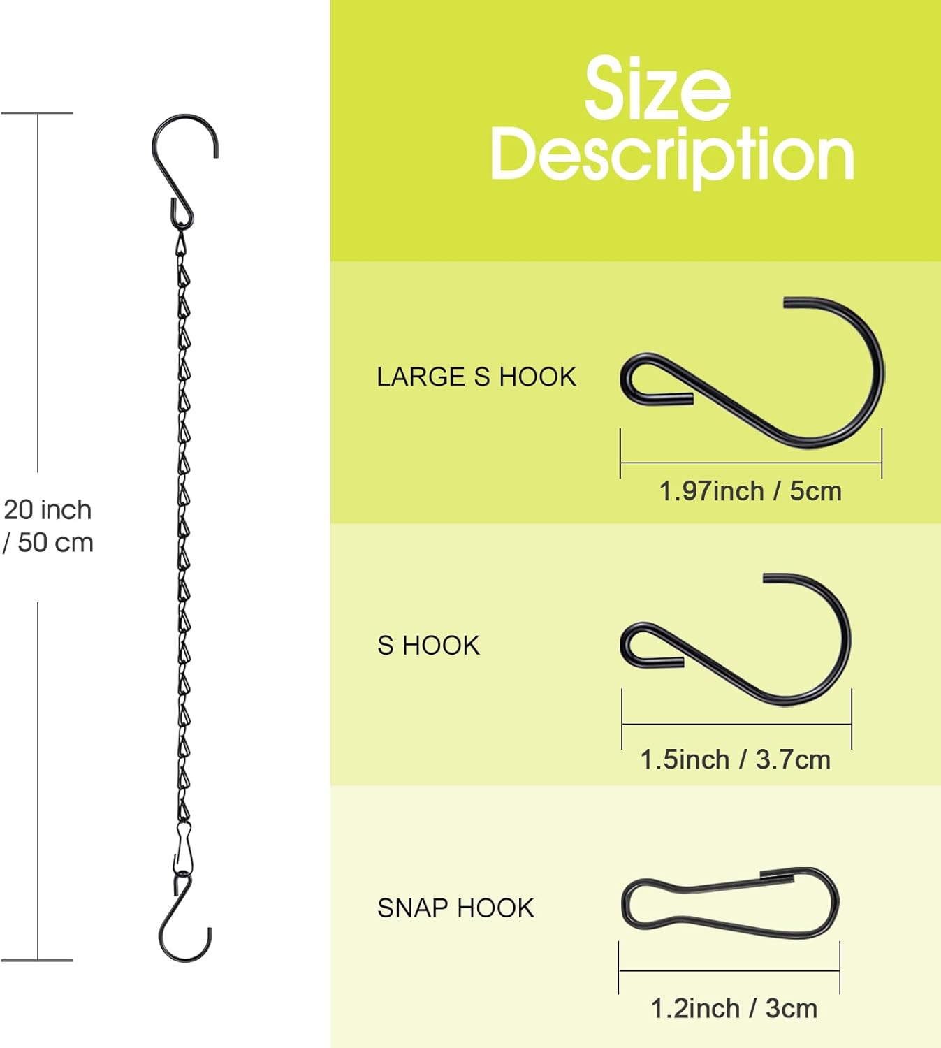 RIFNY 20 Inch Chain for Hanging Plants, Black Small Plant Chains for H