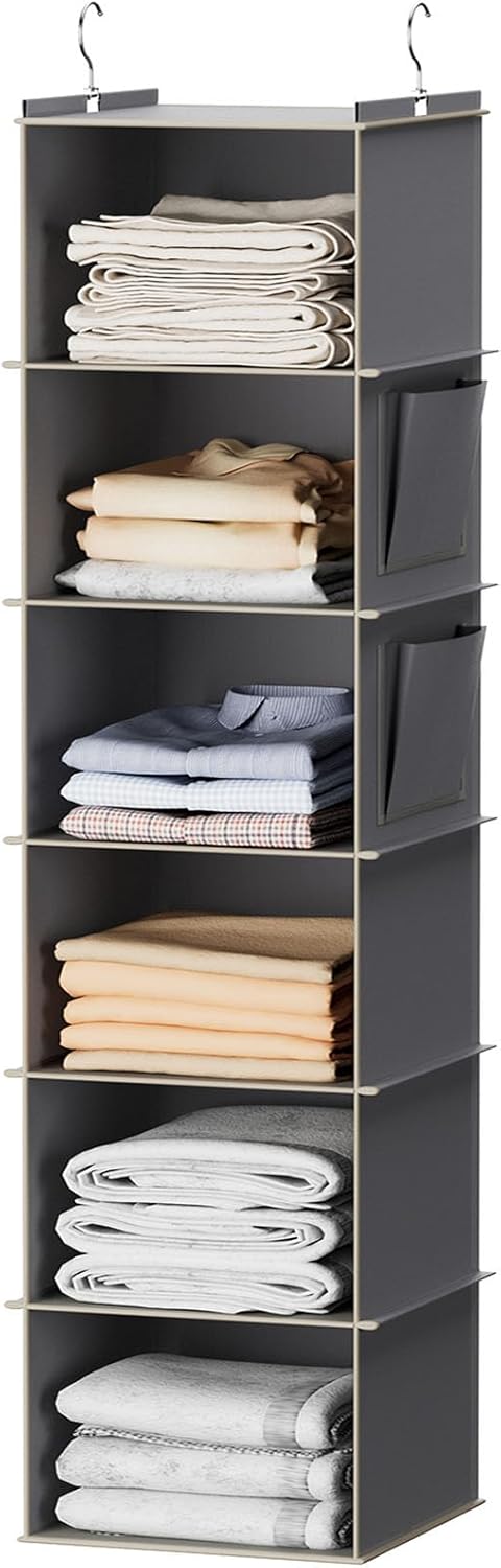 YOUDENOVA Hanging Closet Organizer and Storage, 6-Shelf Closet Hanging