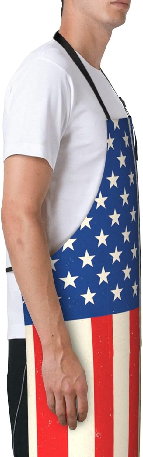 YANYU USA and Ukraine Print 28x33 In Kitchen Apron Stylish Chef Apron with Pockets for Cooking Baking Painting