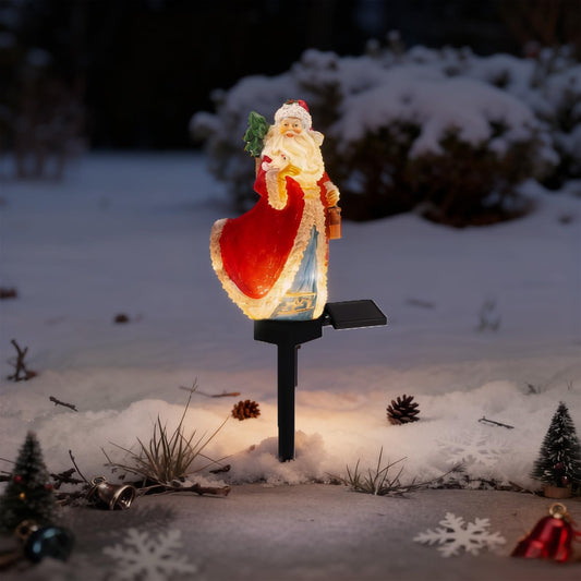 Christmas Solar Garden Stake Light, Resin Outdoor Pathway Decoration with Warm White LED, Holiday Yard Decor (D)