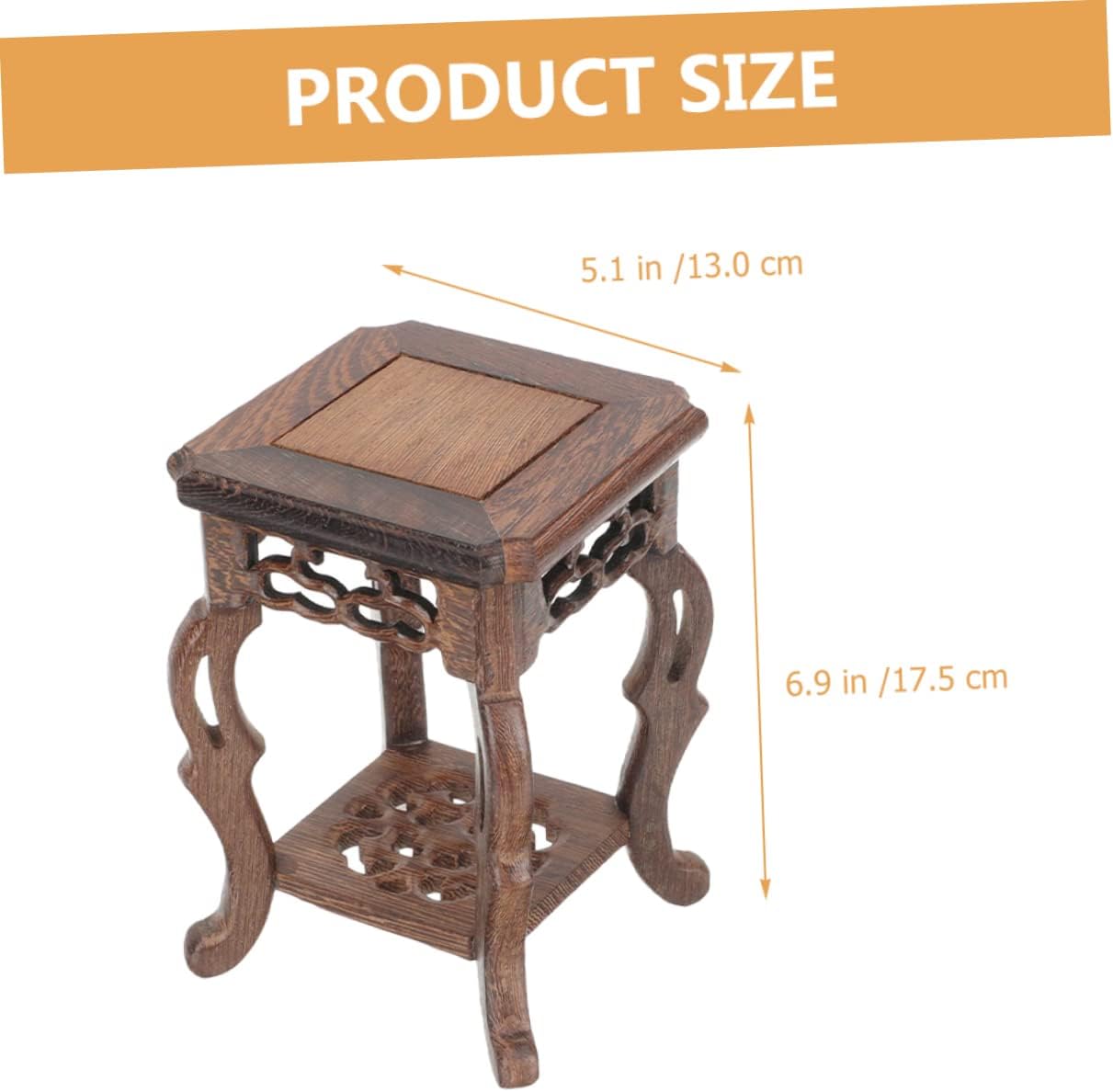 PRETYZOOM Antique Jade Carving Stand Wooden Planter Holder Home Decor Vase Display