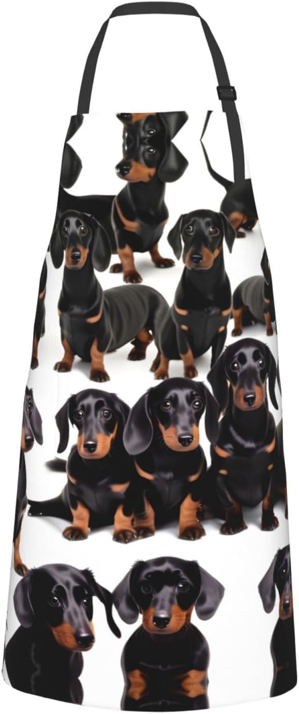Dachshund Weiner Pet Dog Print Laundry apron 28x33 In Waterproof Kitchen Apron with Pockets for Cooking Baking