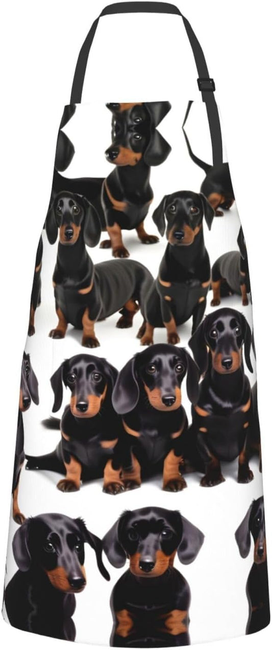 Dachshund Weiner Pet Dog Print Laundry apron 28x33 In Waterproof Kitchen Apron with Pockets for Cooking Baking