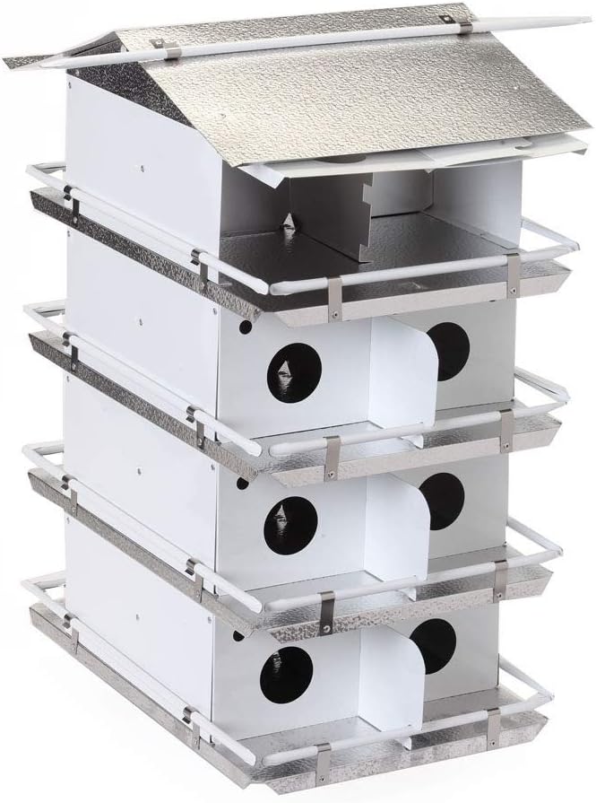 Birds Choice PMC16 Coates Purple Martin House 4 Floor /16 Room, Bird House, Large, White/Grey