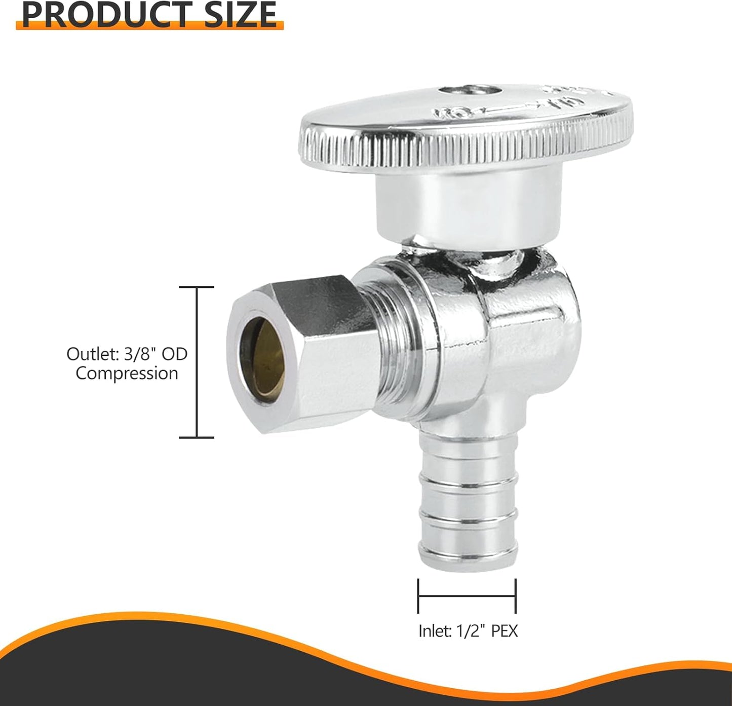 10-PCs HeSun Pex Angle Stop Valve, 1/2" Pex x 3/8" OD Compression Angl