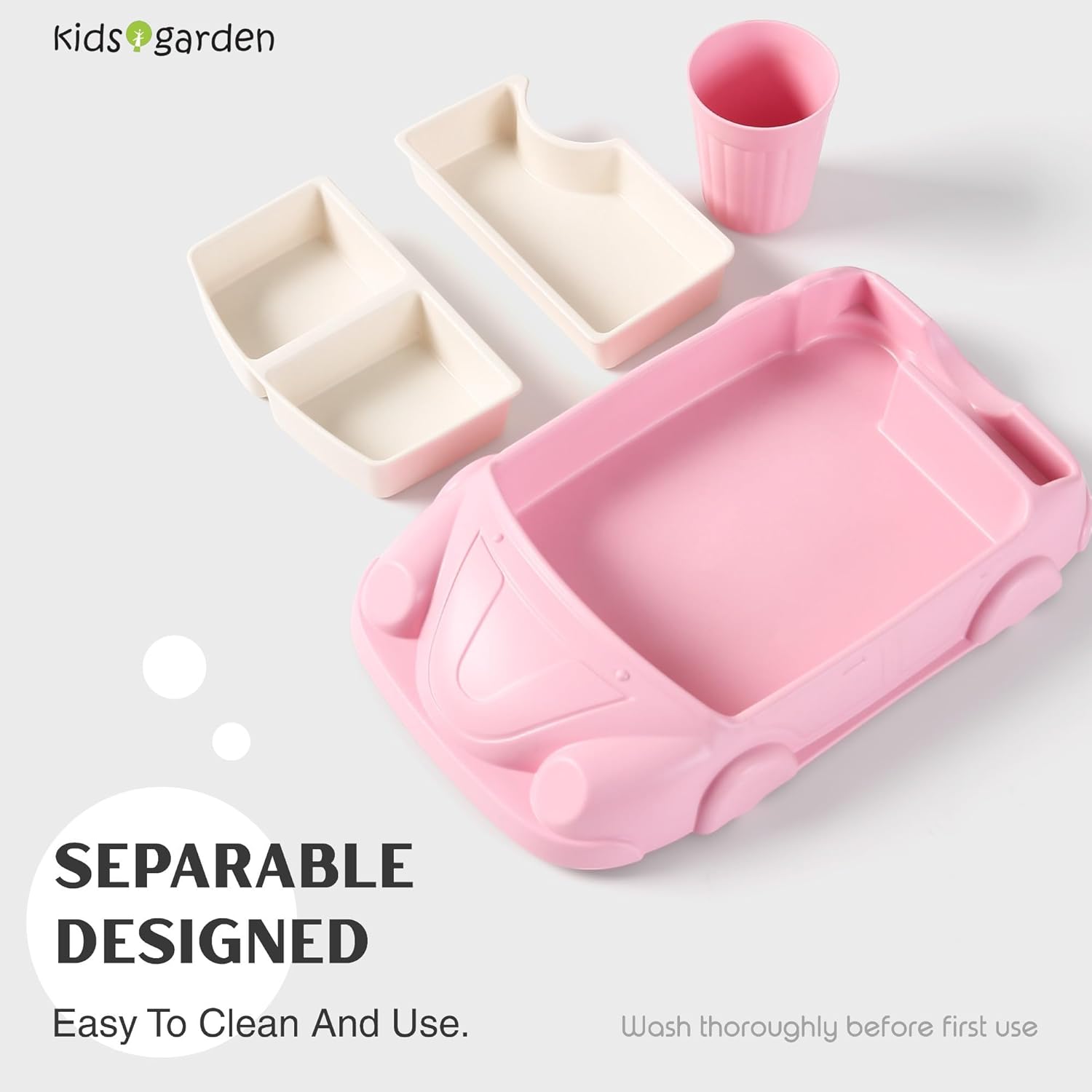 Kids garden Car Plate 8Pcs/Set Bamboo Children Dinnerware Sets - Dishw