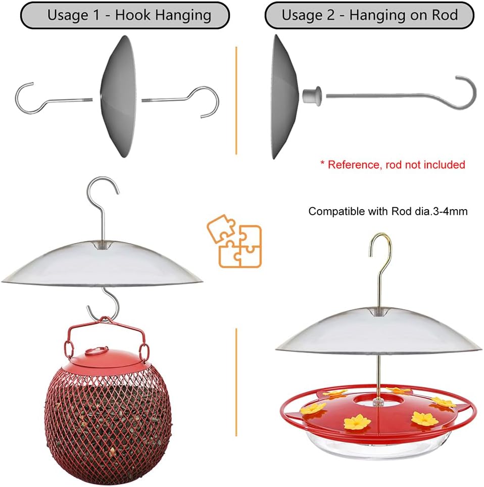 8" Mini Rain Cover for Bird Feeder/House - Clear Small Protective Dome Guard Against Rain/Snow/Sun - Dia. 20CM