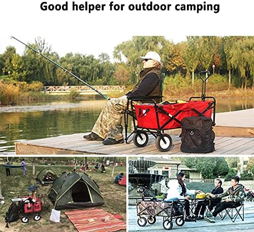Folding Trolley Cart Outdoor Folding Utility Wagon Folding Camping Cart Garden Cart Portable Rolling Beach Outdoor Transport Vehicle Double Brakes 85 X 50 X 28cm Load-Bearing 80kg/176lbs (Style 2)