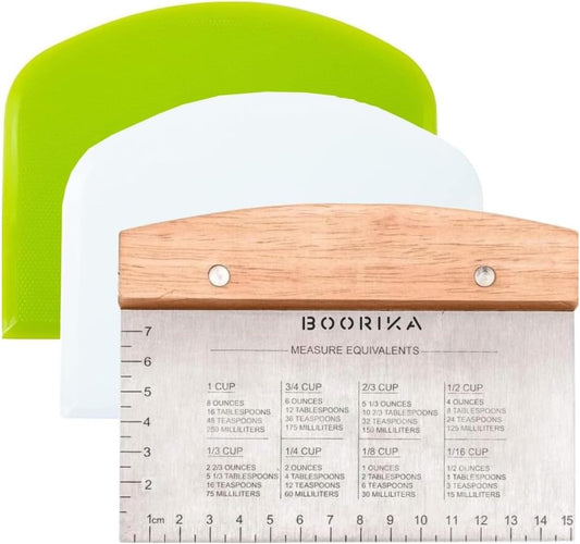 Dough Scraper & Bench Scraper Kitchen – Stainless Steel Sourdough Tools – Dough Cutter for Sourdough Bread, Pizza, and Flat Top Griddles – Chef Approved