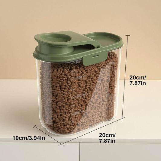 Pet Food Storage, 2L Animal Food Container, Transparent Airtight Dust-Proof Grain Dispenser for Home, Kitchen, Pantry & Garage