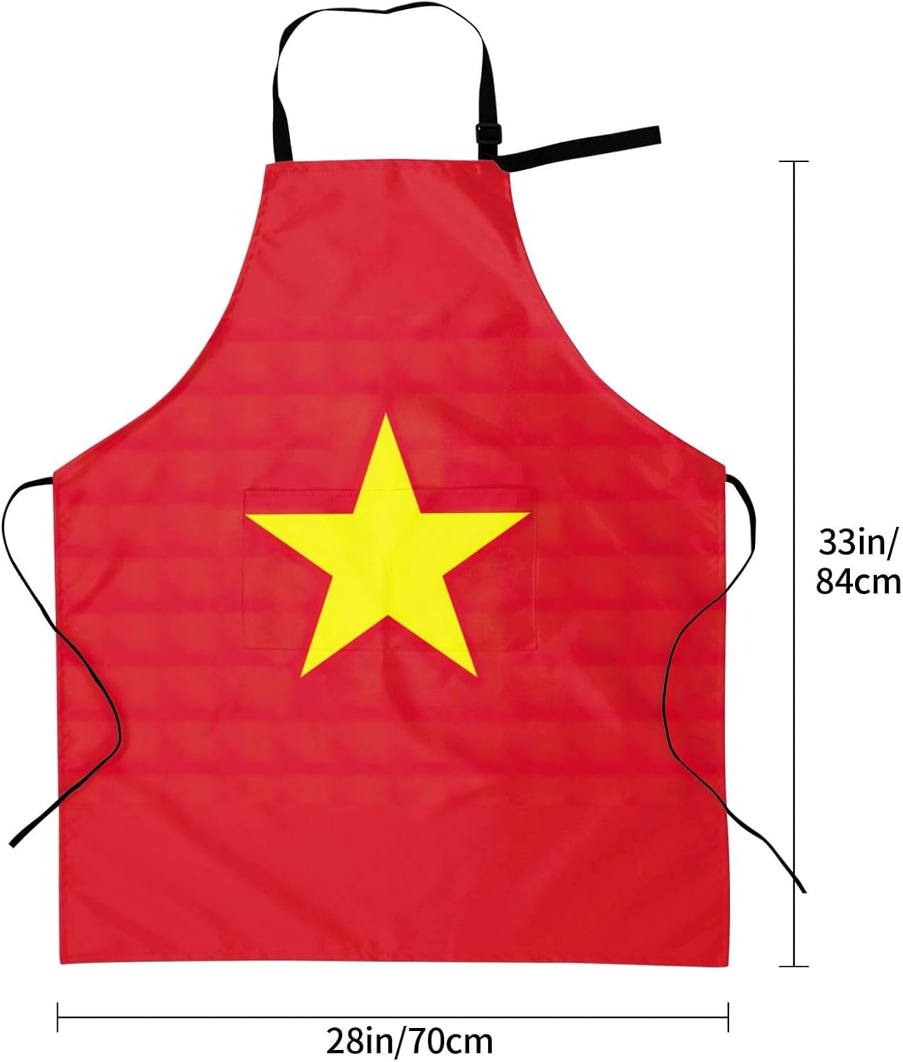 Vietnamese flag print Waterproof apron with pocket adjustable cooking apron for adult kitchen bibs to bake