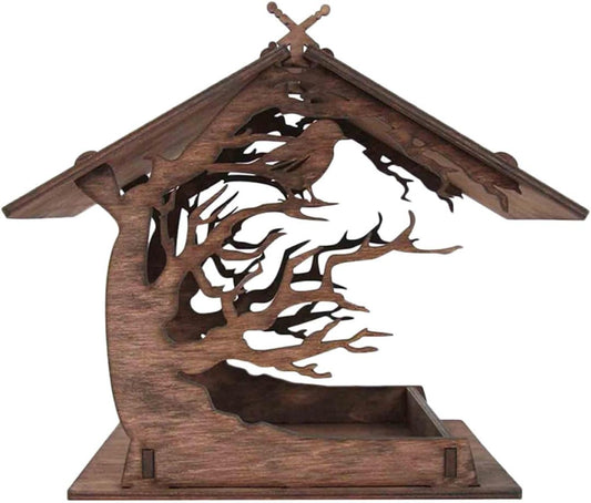 Milisten Wooden Decorative Bird Feeder House with Hanging Bird Food Co