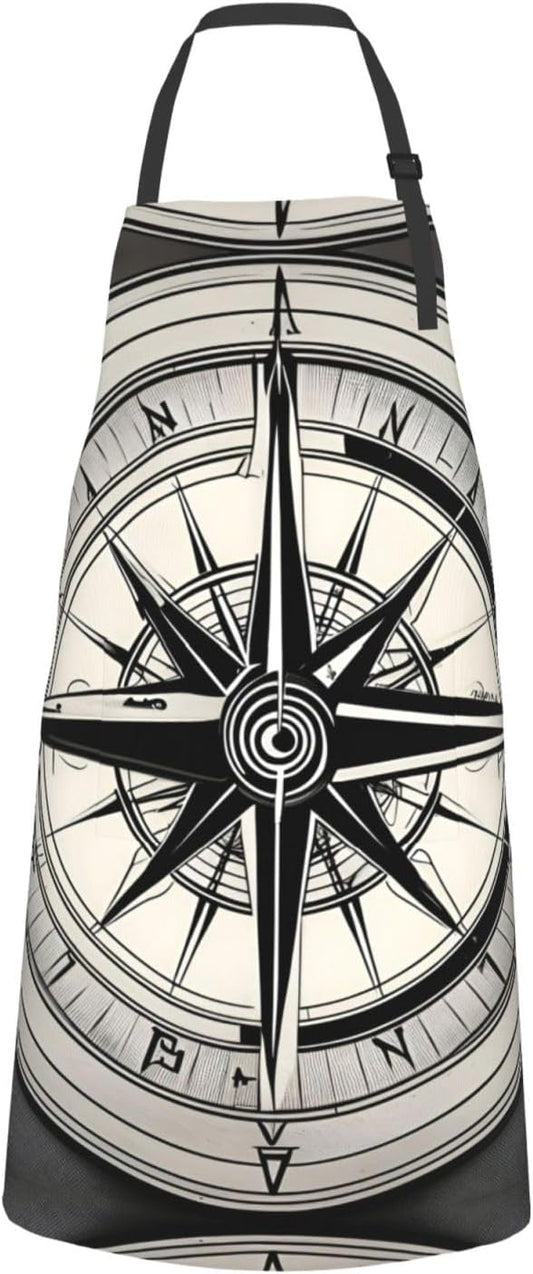 Law of the Compass Navigation 1 print Waterproof chef's apron with pocket apron for kitchen cooking baking barbecue and gardening