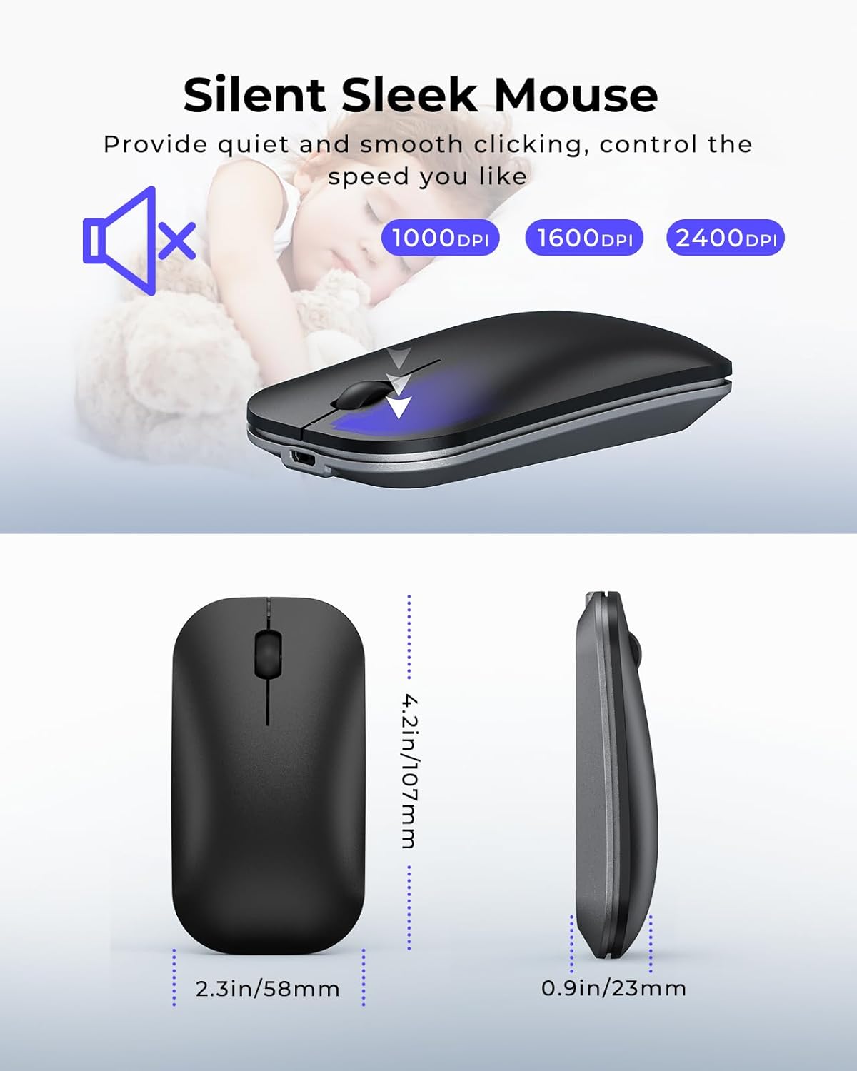 seenda Wireless Bluetooth Keyboard and Mouse Combo, SKM64-3 Rechargeab