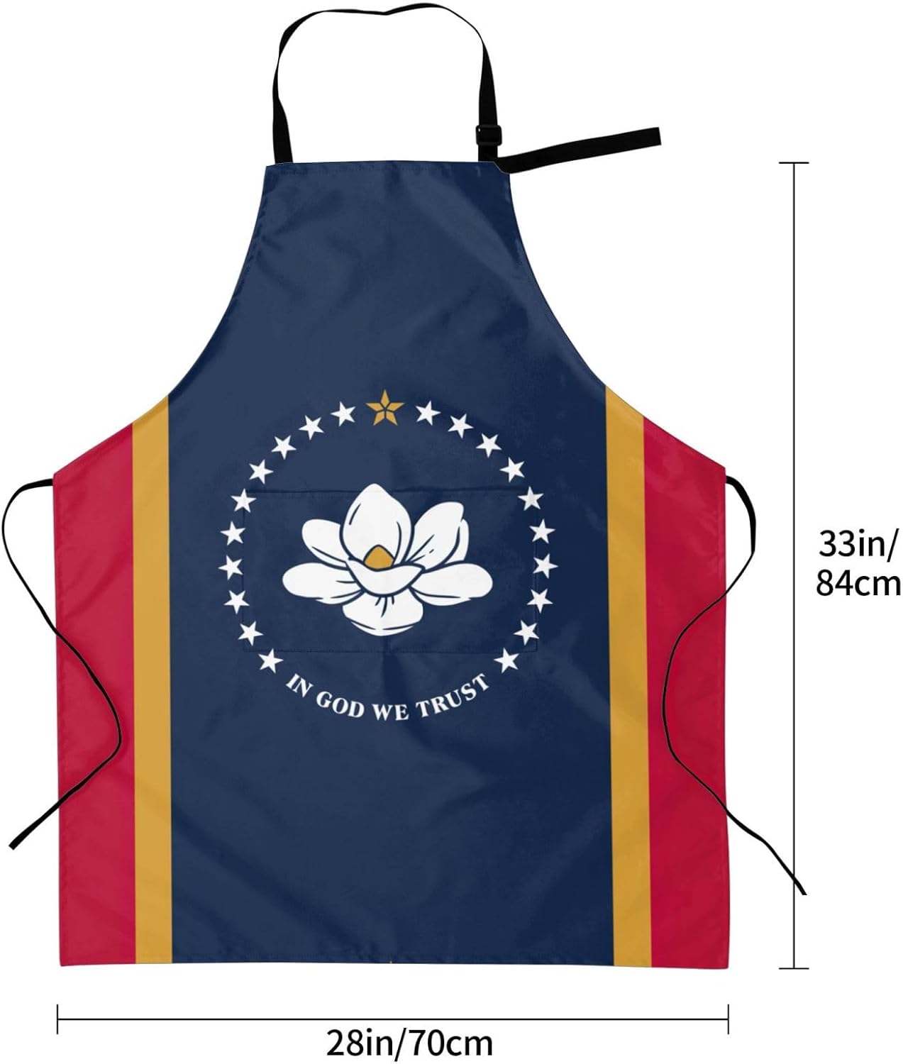 Mississippi State Flag print Waterproof chef's apron with pocket apron