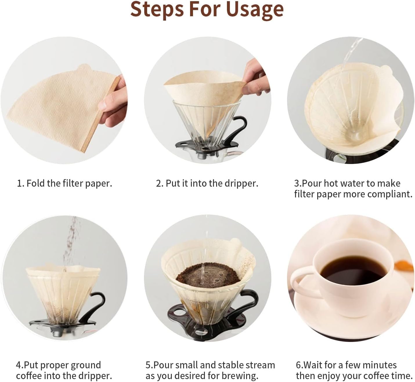 Clinuse Cone Coffee Filters #2, 200 Count Unbleached Size 02 Coffee Filter, Disposable Natural Paper Filters 2-4 Cup, 02 Cone Filters for Pour Over and Drip Coffee Maker