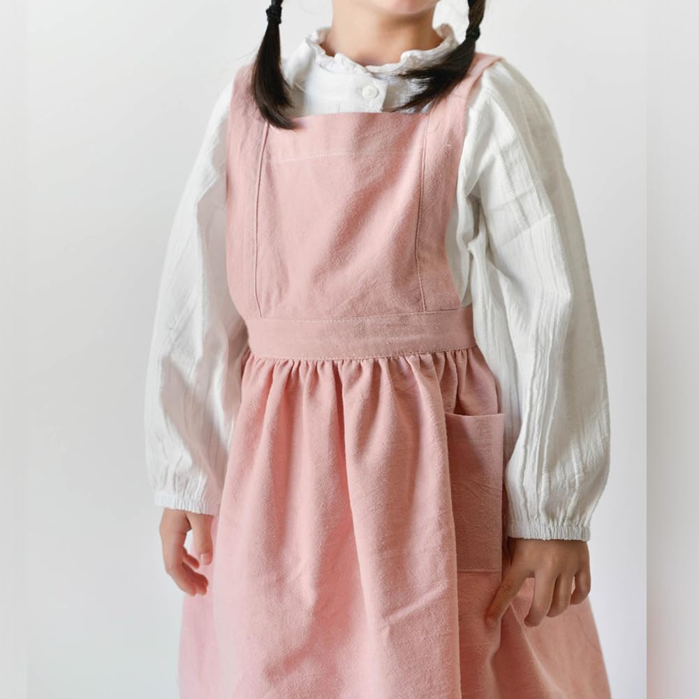 OBEEII Kids Aprons for Cooking Cotton Linen Children Baking Kitchen Ga