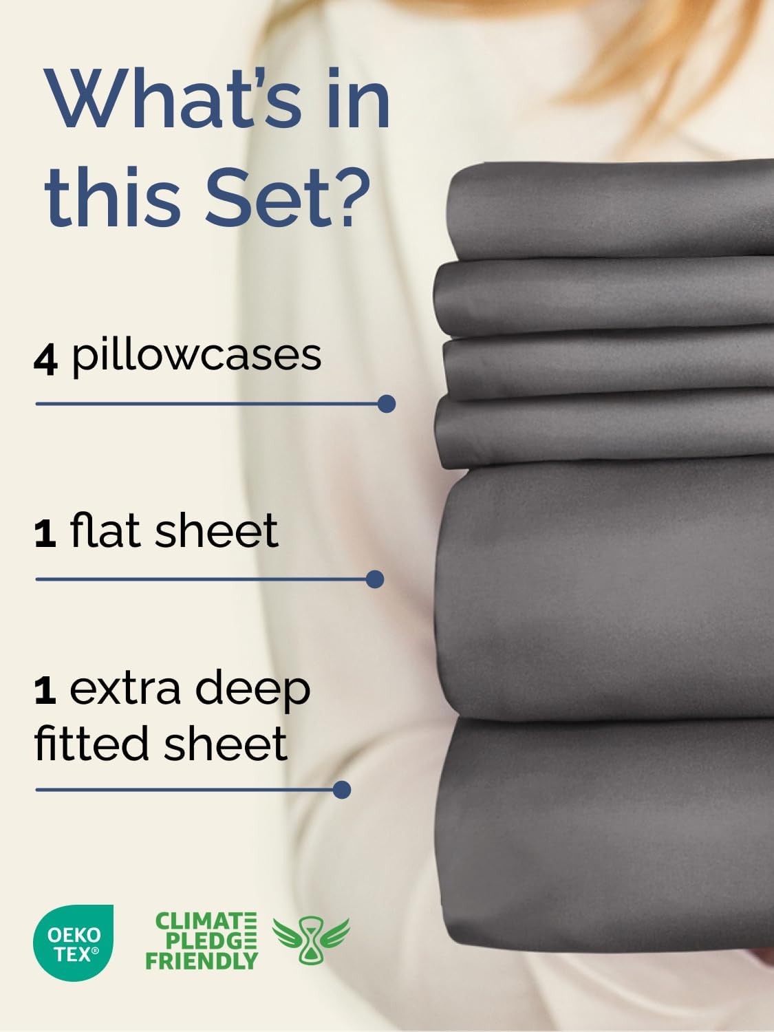 Extra Deep Queen Sheet Set - 6 Piece Breathable and Cooling Sheets - Hotel Luxury Bedding for Women, Men, Kids & Teens - Easy & Secure Fit - Soft, Wrinkle Free and Comfy - Extra Deep Pockets - Grey