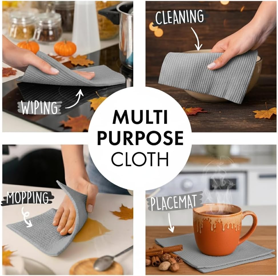 SUPERSCANDI 10 Pack Swedish Dishcloths for Kitchen - 100% Biodegradabl