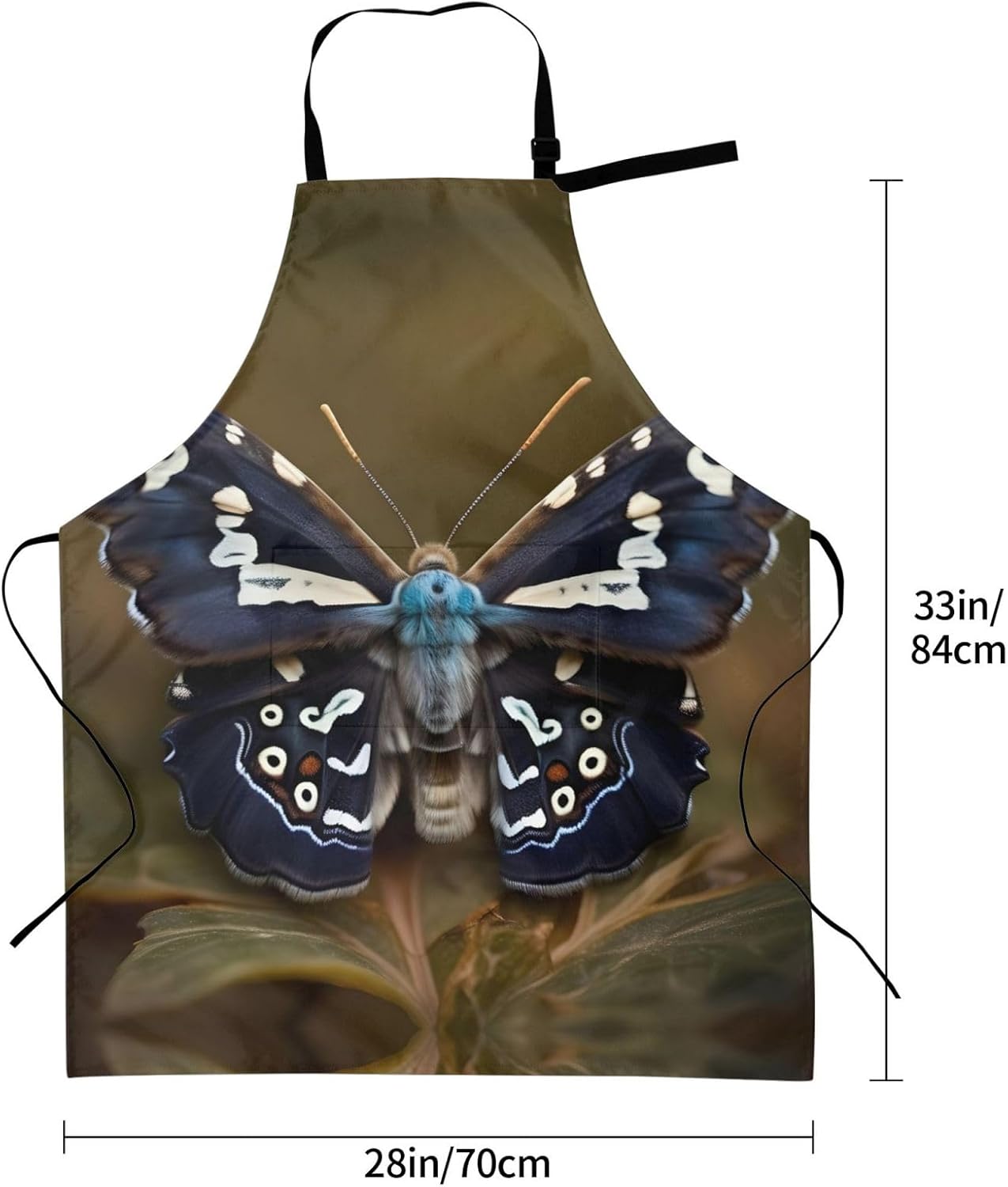 Beautiful moth wings Print Laundry apron 28x33 In Waterproof Kitchen Apron with Pockets for Cooking Baking