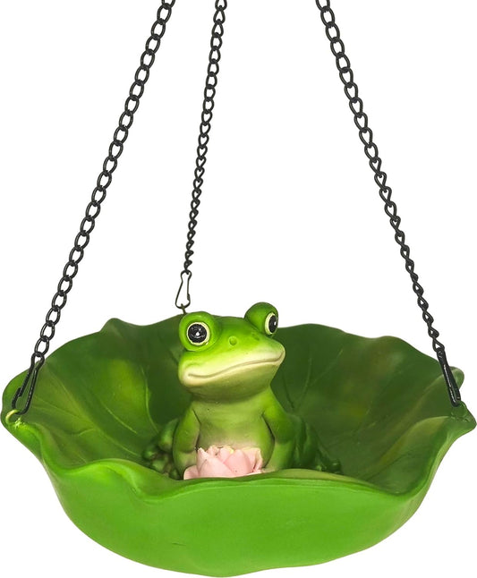 Spoontiques Frog Outdoor Bird Feeder for Wild Birds - Durable Weather-Resistant Birdfeeder for Yard, Garden or Patio, Easy Refill & Cleaning, Attracts Finches, Cardinals & Songbirds