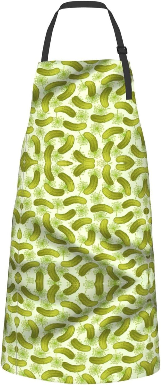 Sushi Dill Pickles print Waterproof apron with pocket adjustable cooking apron for adult kitchen bibs to bake