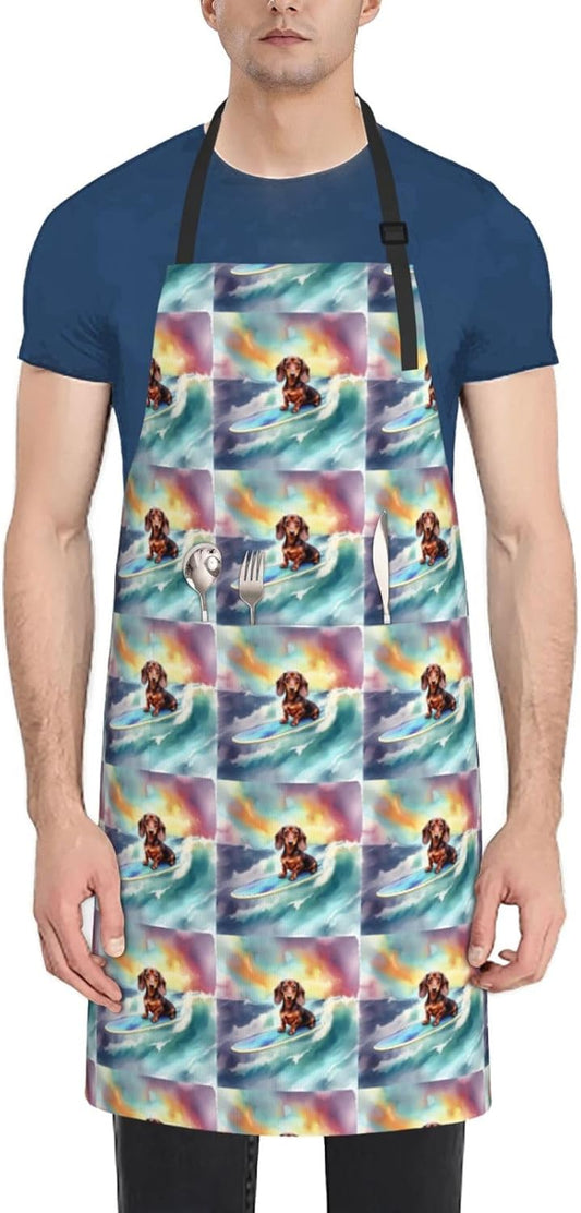 YANYU funny dog Print 28x33 In Kitchen Apron Stylish Chef Apron with Pockets for Cooking Baking Painting