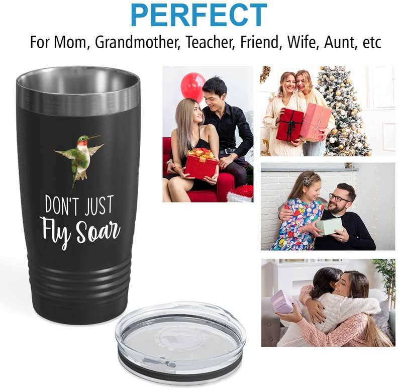 Bird Lover Black Edition Viking Tumbler 20oz - Don't just Fly soar - Hummingbird Nest Cage Parrot Dad Gardening Outdoor Birdwatcher Feeder
