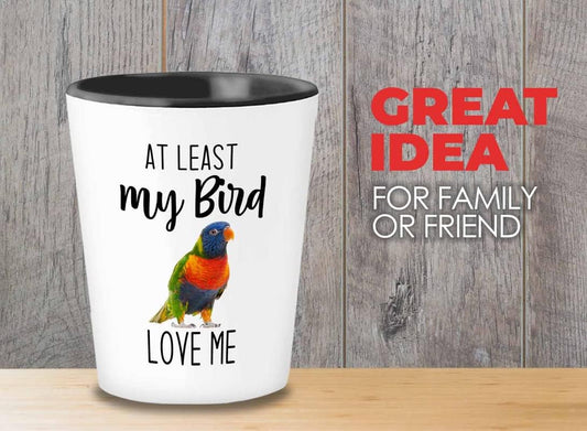 Bird Lover Shot Glass 1.5oz - Bird loves me - Hummingbird Nest Cage Parrot Dad Gardening Outdoor Birdwatcher Feeder