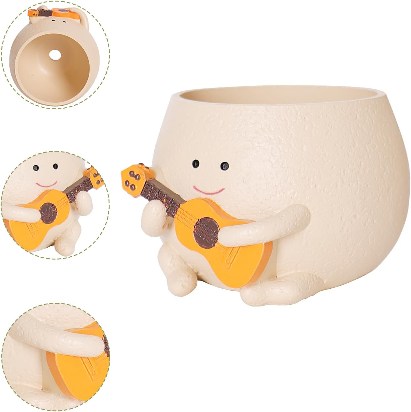 Smily Face Planter Pot with Drainage Hole Cute Resin Head Planters for