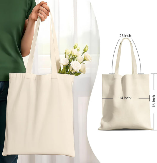 MOLOVA 1-200 Pack Available Premium Canvas Reusable Tote Gift Bags,Made of Natural Canvas with Handle,Work,DIY,Shopping(1 Pack)