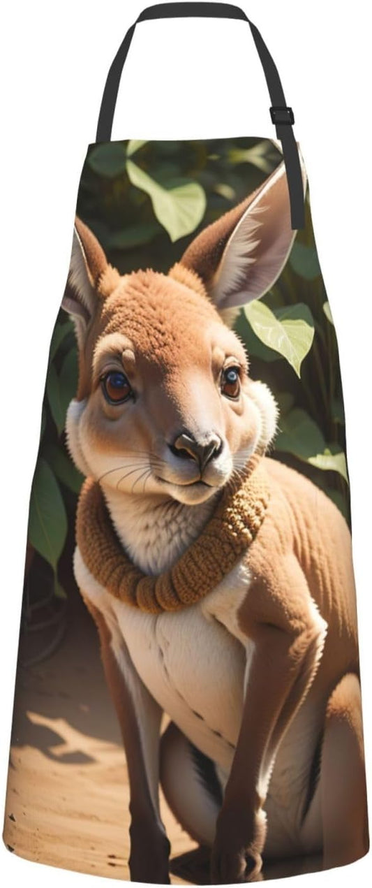 Funny for Kangaroo Zoo print Waterproof chef's apron with pocket apron for kitchen cooking baking barbecue and gardening