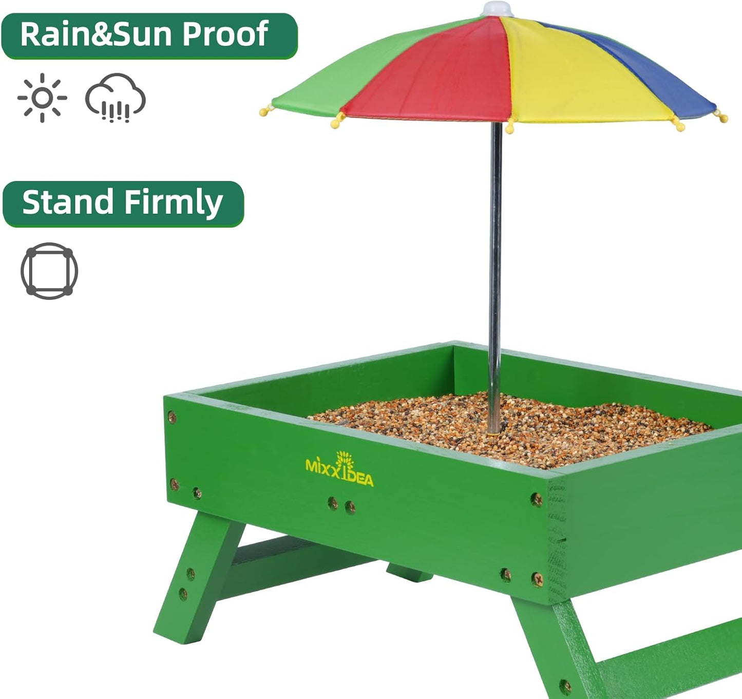 Ground Bird Feeder for Outdoors Bird&Squirrel Feeder Wooden Chicken Picnic Table Platform Feeder Wild Bird Feed Crow Feeder for Outside with 5 LBS Capacity