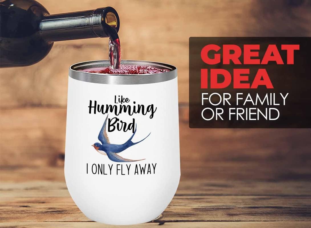 Bird Lover White Edition Wine Tumbler 12oz - Humming Bird Fly Away - H