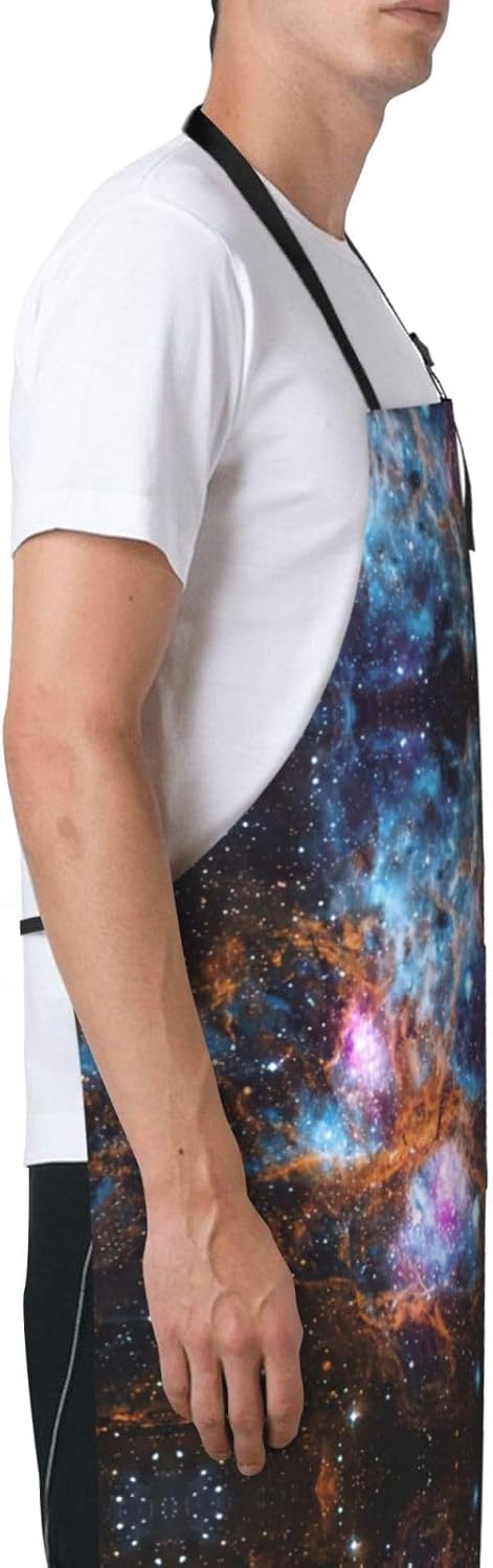 Universe Galaxy Space print Waterproof apron with pocket adjustable cooking apron for adult kitchen bibs to bake