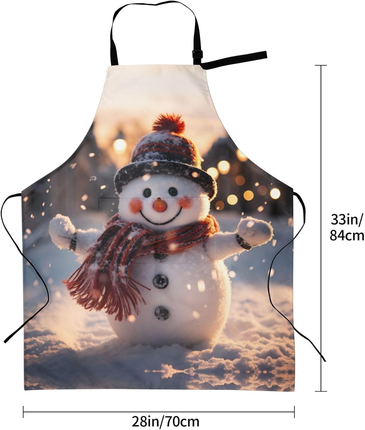 Christmas Snowman print Waterproof apron with pocket adjustable cooking apron for adult kitchen bibs to bake