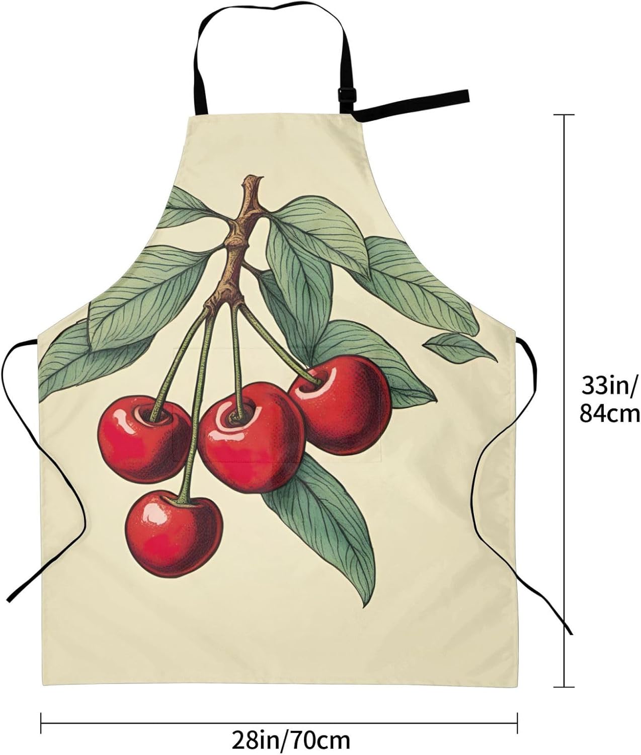 lovely sweet red cherry print Waterproof chef's apron with pocket apron for kitchen cooking baking barbecue and gardening