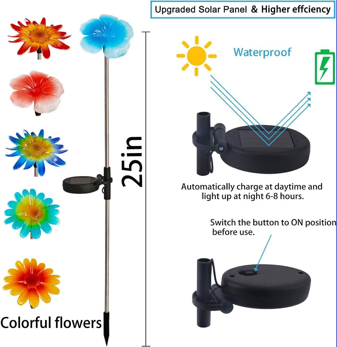 EiGreen 6 Pack Solar Garden Lights Outdoor Decor,Stake Yard Figurine C
