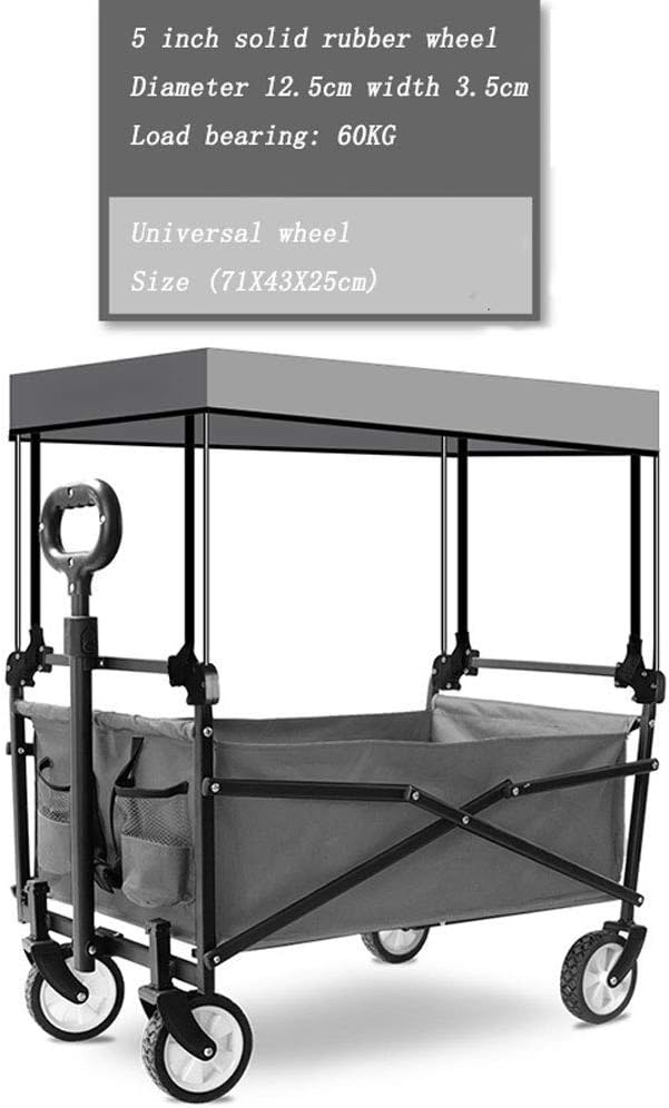 Utility Pull Wagon Collapsible Foldable Trolley Cart with Removable Ca