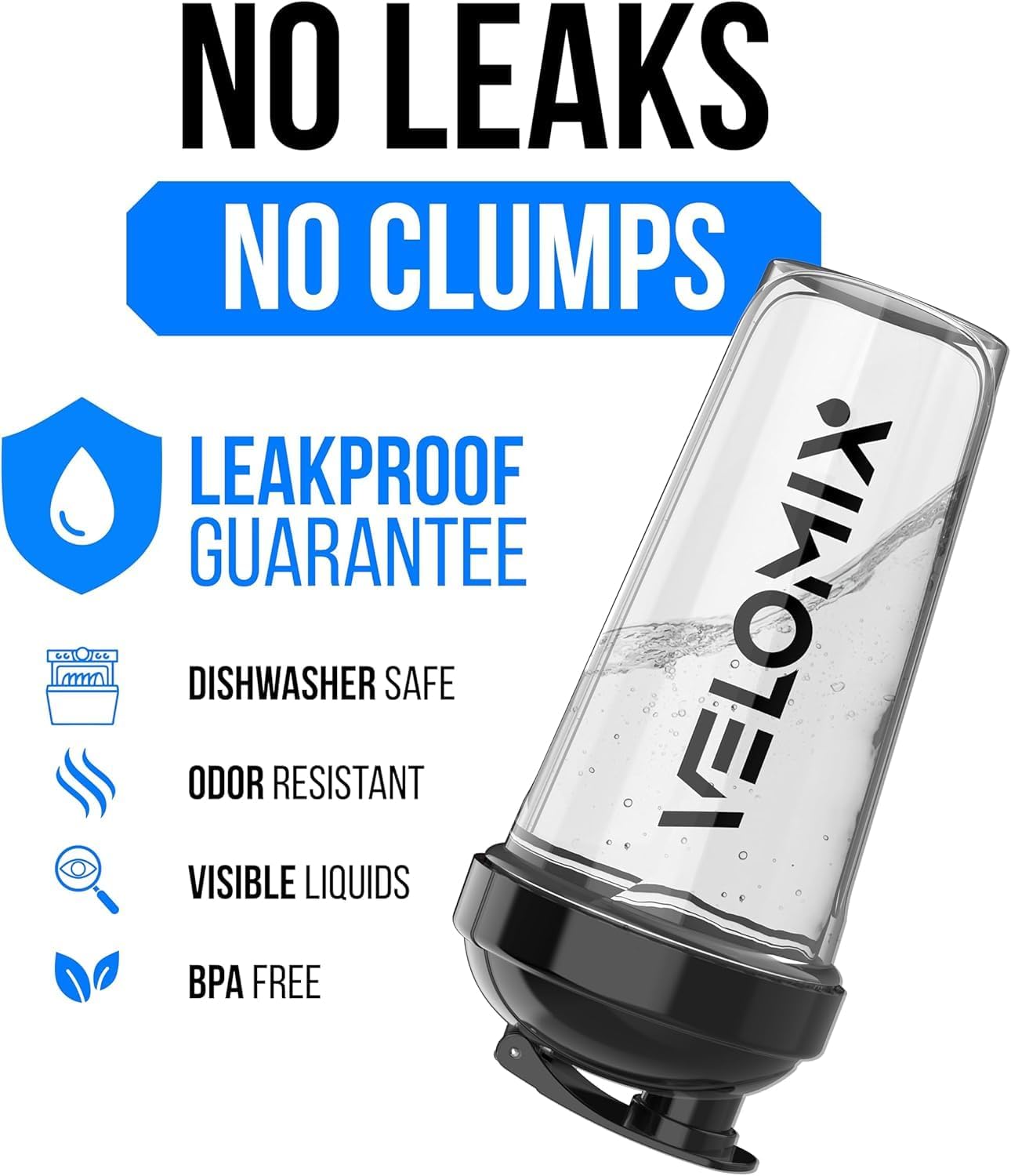 VELOMIX -6 PACK- 28 oz Protein Shaker Bottle for Protein Mixes -6x Wir
