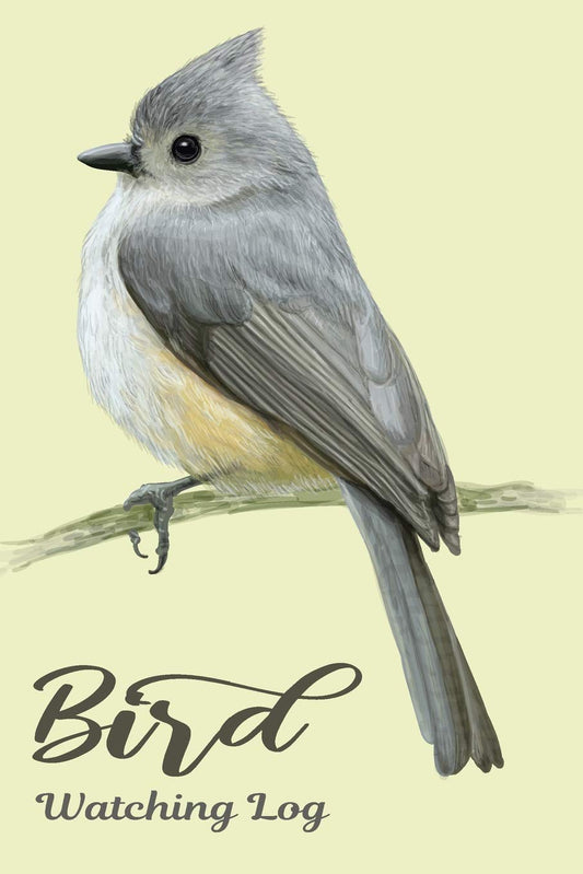 Bird Watching Log: Bird Journal NoteBook For Birdwatching Lovers,Detailed Tufted Titmouse Bird Background