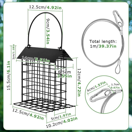 Suet Bird Feeder for Outside Hanging,Suet Feeder Holder with Bird House Hanger,Suet Cake Cage Holder,Single Suet Cage Bird-Feeder,Suet Holder for Wild Birds Woodpecker