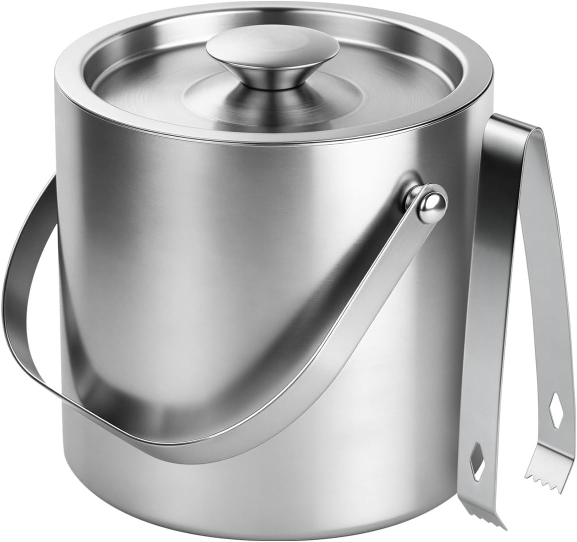 ChefBee Stainless Steel Ice Bucket - 3L Double-Wall Insulated Ice Buck