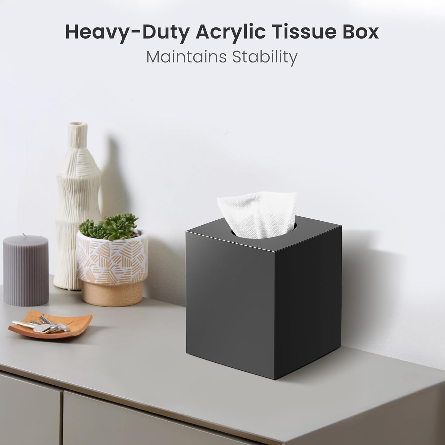 Tissue Box Cover, Square Modern Facial Acrylic Tissue Holder Napkin Di