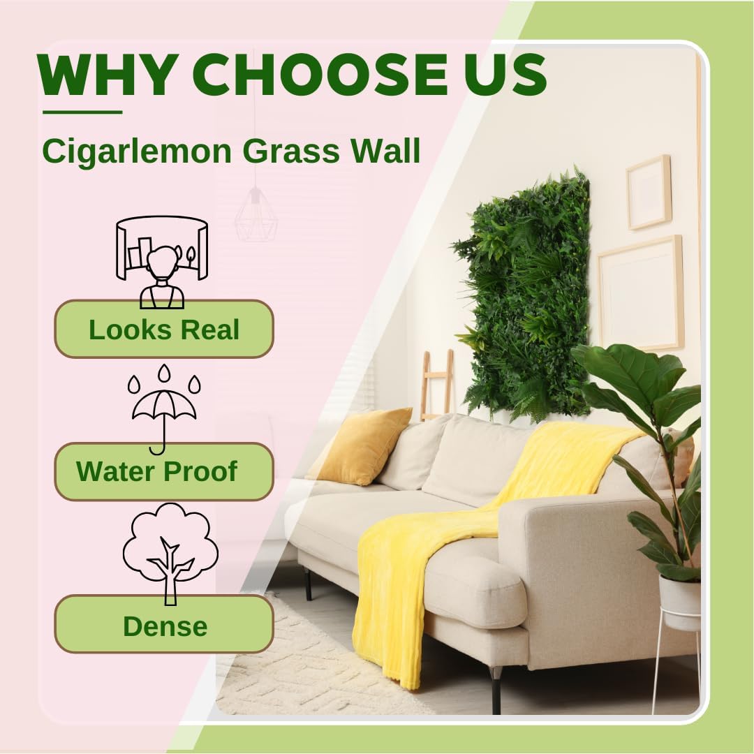 Artificial Green Wall Panels 20"x40", UV-Protected Faux Grass Wall Backdrop for Indoor Outdoor Privacy Fence, Garden, Wedding & Home Decor - Sunset Vine, 1 Pack