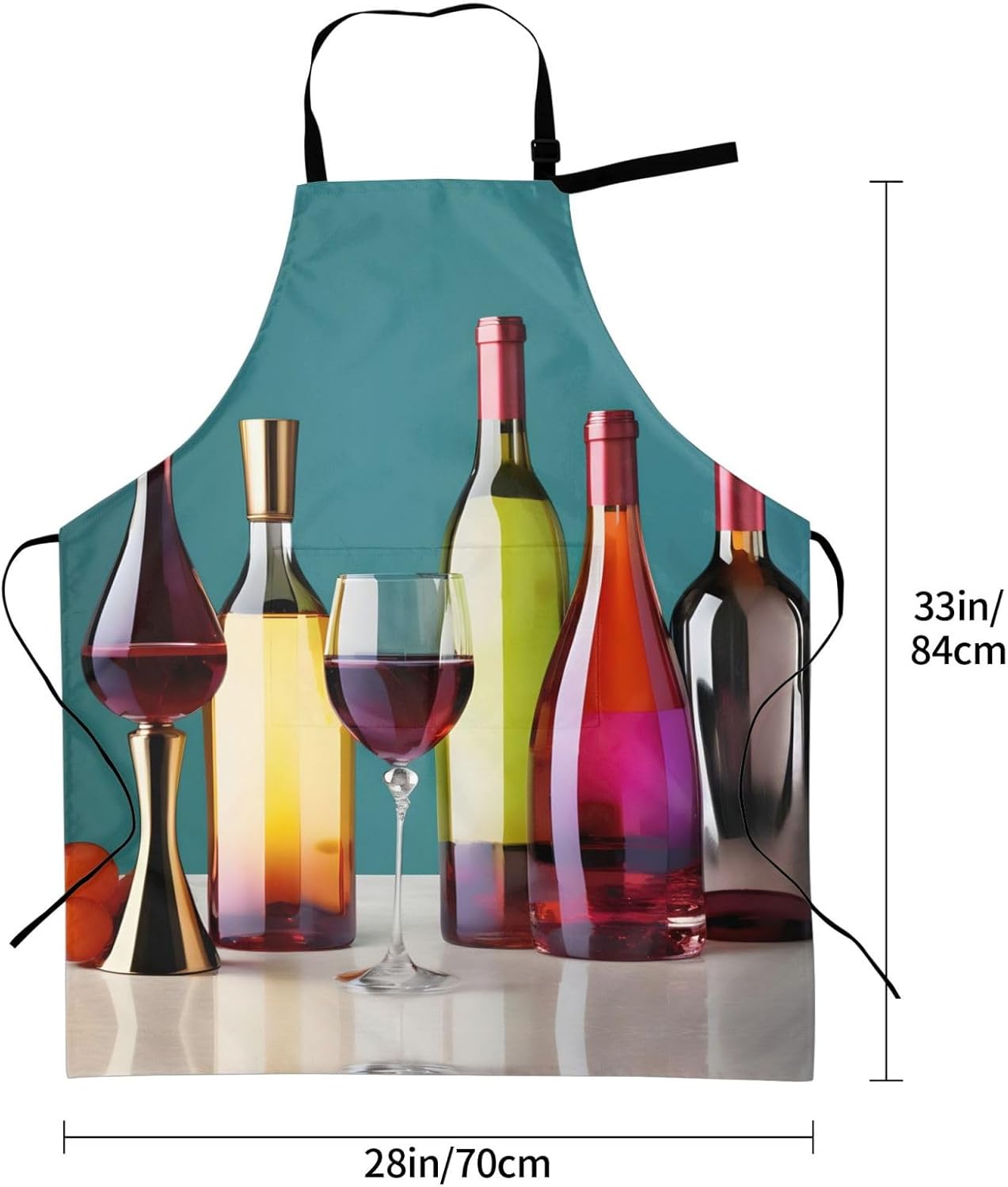 Cocktail Glasses and Wine Bottless Print Laundry apron 28x33 In Waterproof Kitchen Apron with Pockets for Cooking Baking