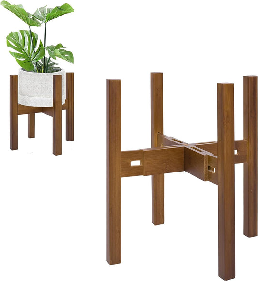 Adjustable Plant Stand Indoor,Bamboo Mid Century Modern Plants Stands,