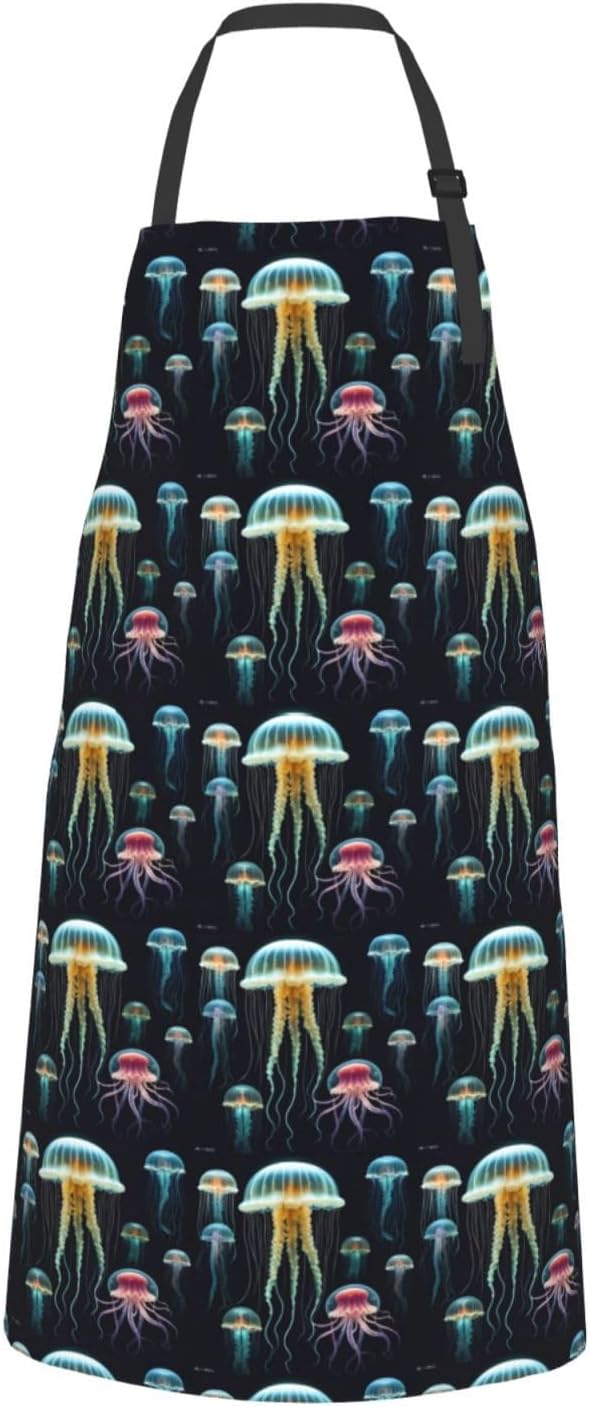 YANYU Jellyfish ocean Print 28x33 In Kitchen Apron Stylish Chef Apron 