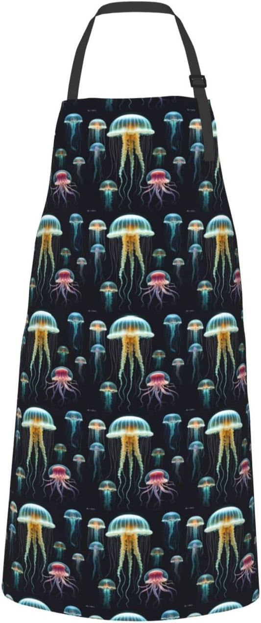 YANYU Jellyfish ocean Print 28x33 In Kitchen Apron Stylish Chef Apron 